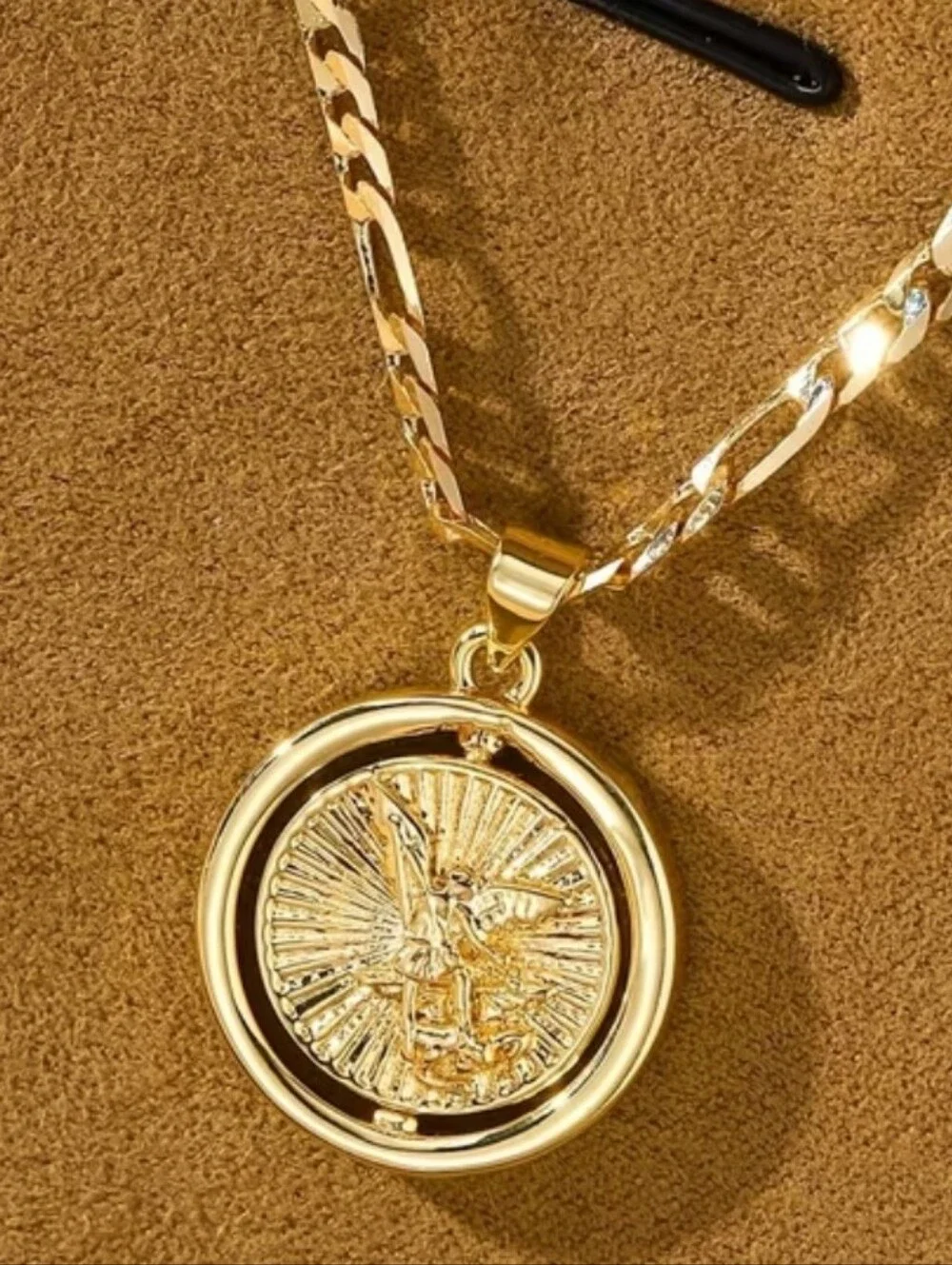 14k Gold Plated Archangel Michael Pendant Necklace
